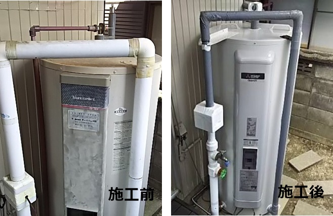 横浜市にて電気温水器(三菱 SRG-375E)取替工事致しました – 横浜店