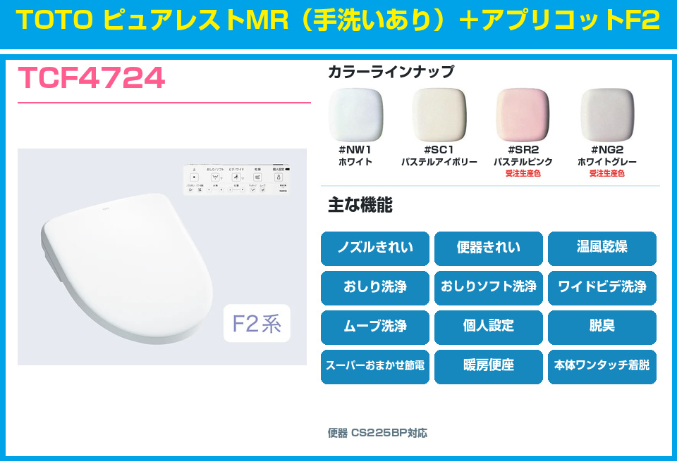 TOTO ピュアレストMR 手洗いあり アプリコットF2 TCF4724セット
