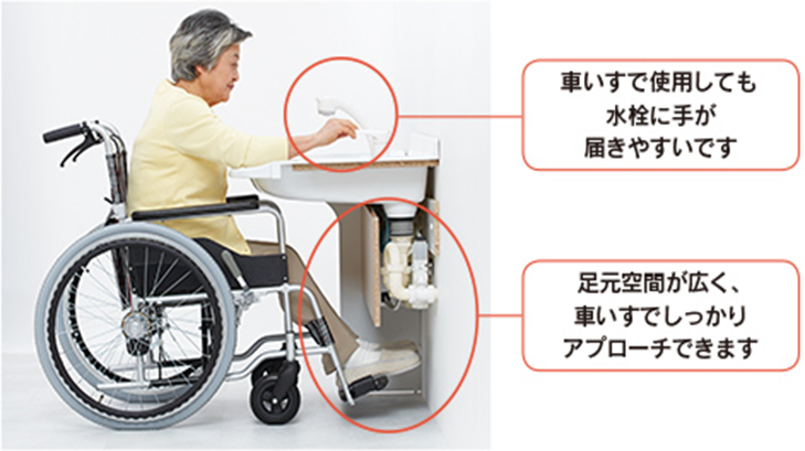 車いすで洗面化粧台