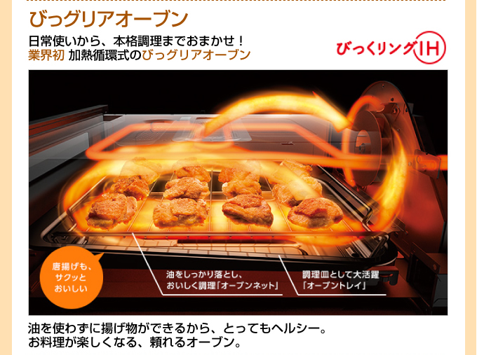 IHコンロ オーブン 日常使いから、本格調理までおまかせ！業界初加熱循環式のオーブン びっくリングih