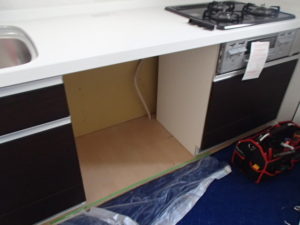 パナソニックビルトイン食洗機新設工事（名古屋市緑区）撤去後