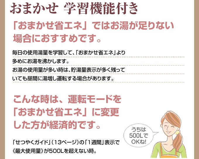 こんな時は、運転モードをおまかせ省エネに変更した方が経済的です。